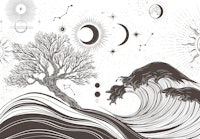 Celestial Tree and Ocean behang