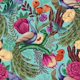 Maximalist Peacock Fantasy Garden - Turquoise