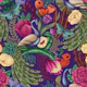 Maximalist Peacock Fantasy Garden - Purple