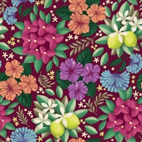 Mediterranean Maximalist Garden - Burgundy wallpaper