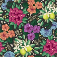 Mediterranean Maximalist Garden - Black wallpaper