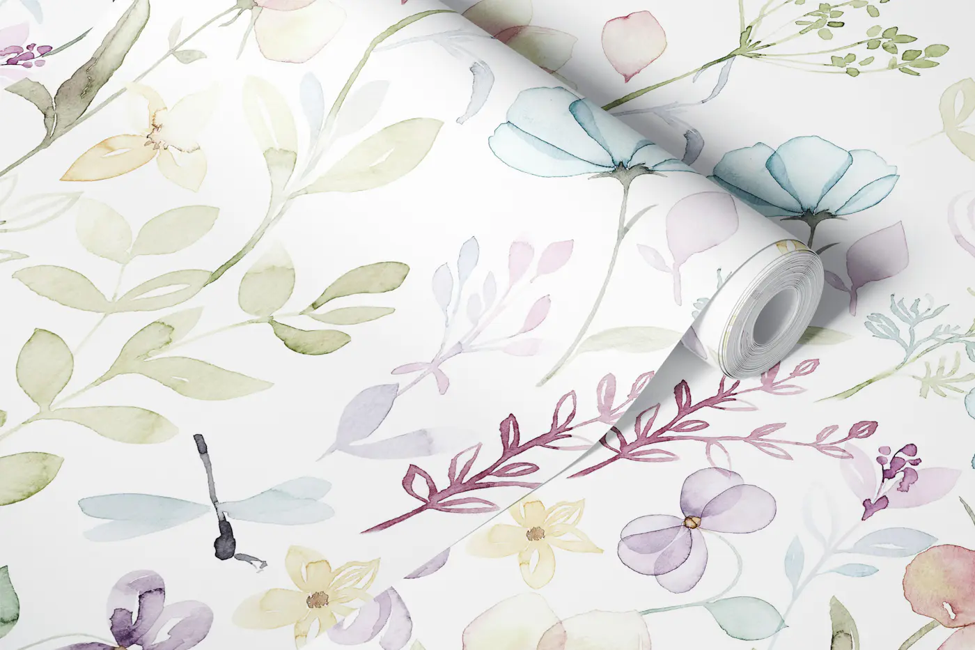 Spring floral meadow ombre large wallpaper roll
