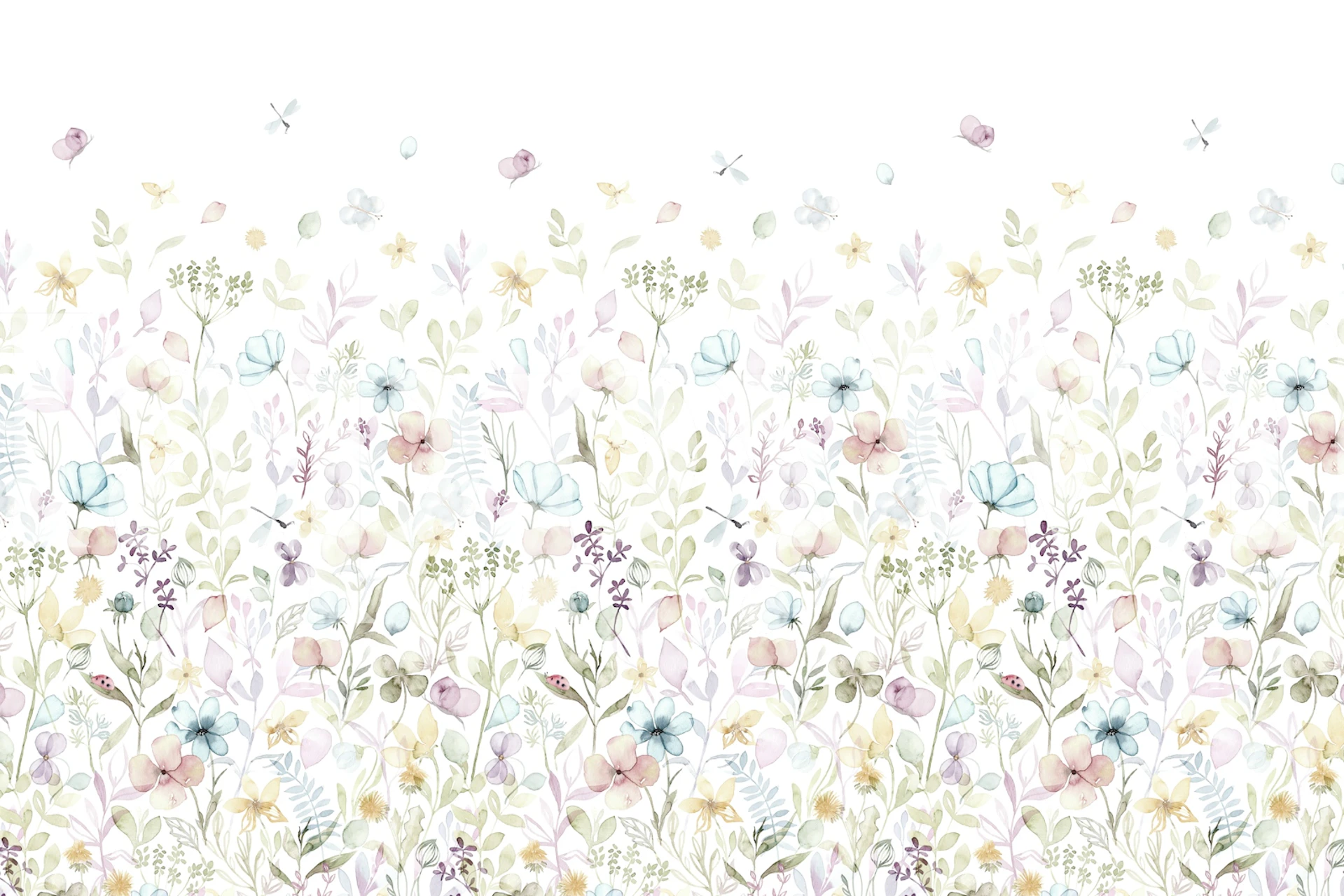 Pavasarinės gėlių pievos tapetas kambaryje