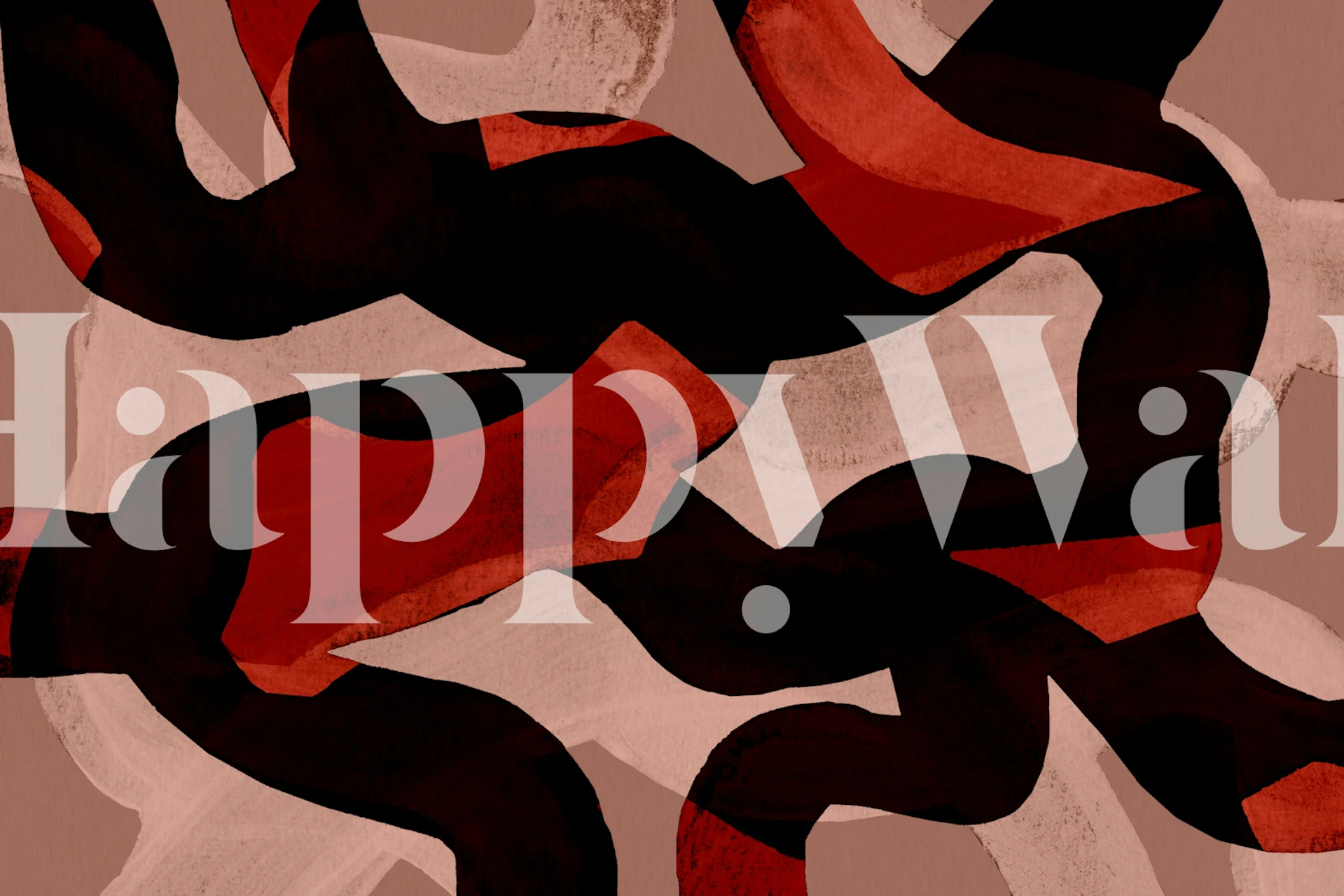 Terracotta Black Bold Brushstrokes tapet i et rom