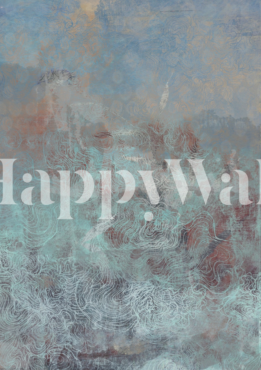 Fluid line wallpaper design in a room