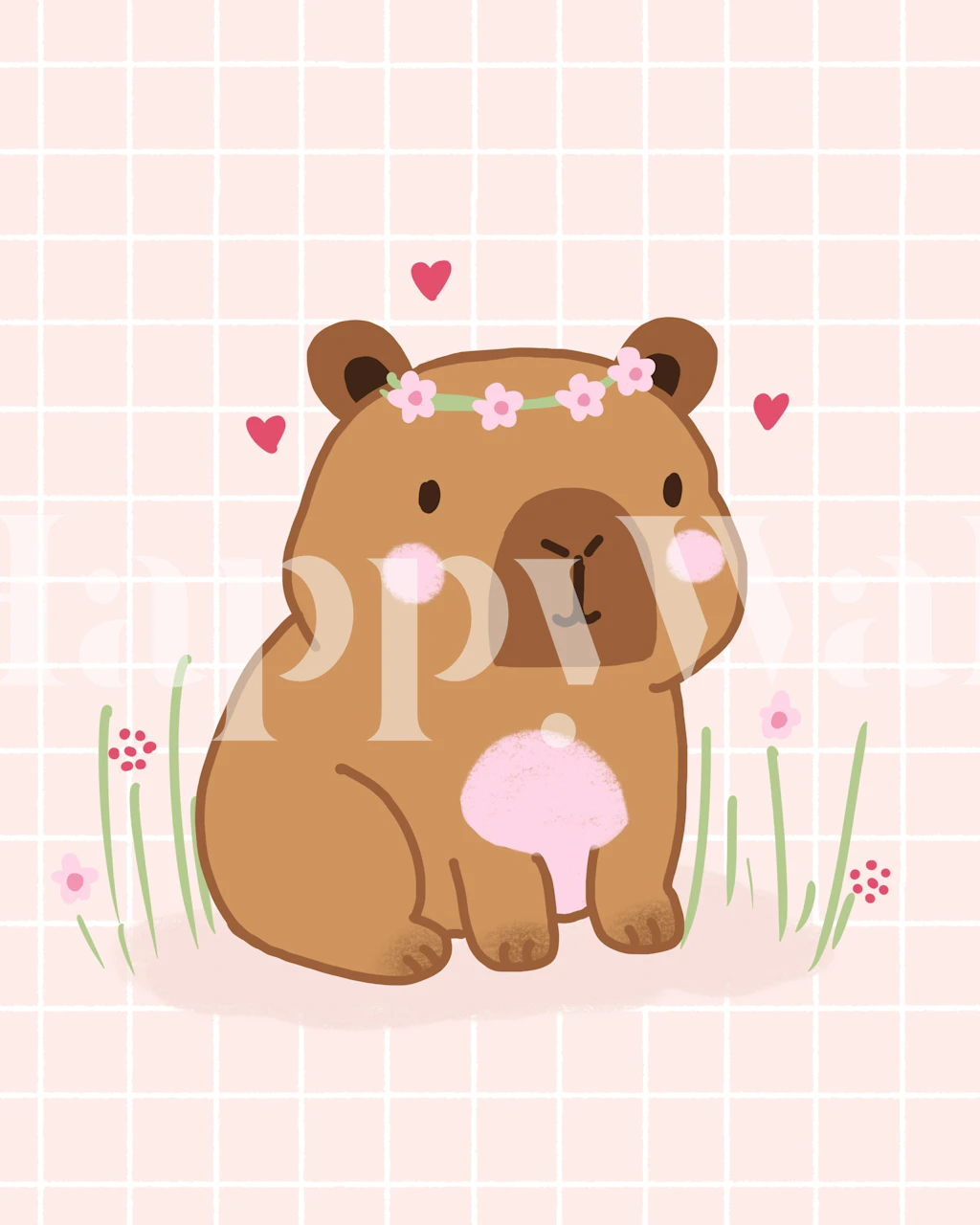 Schattig behangontwerp met capibara