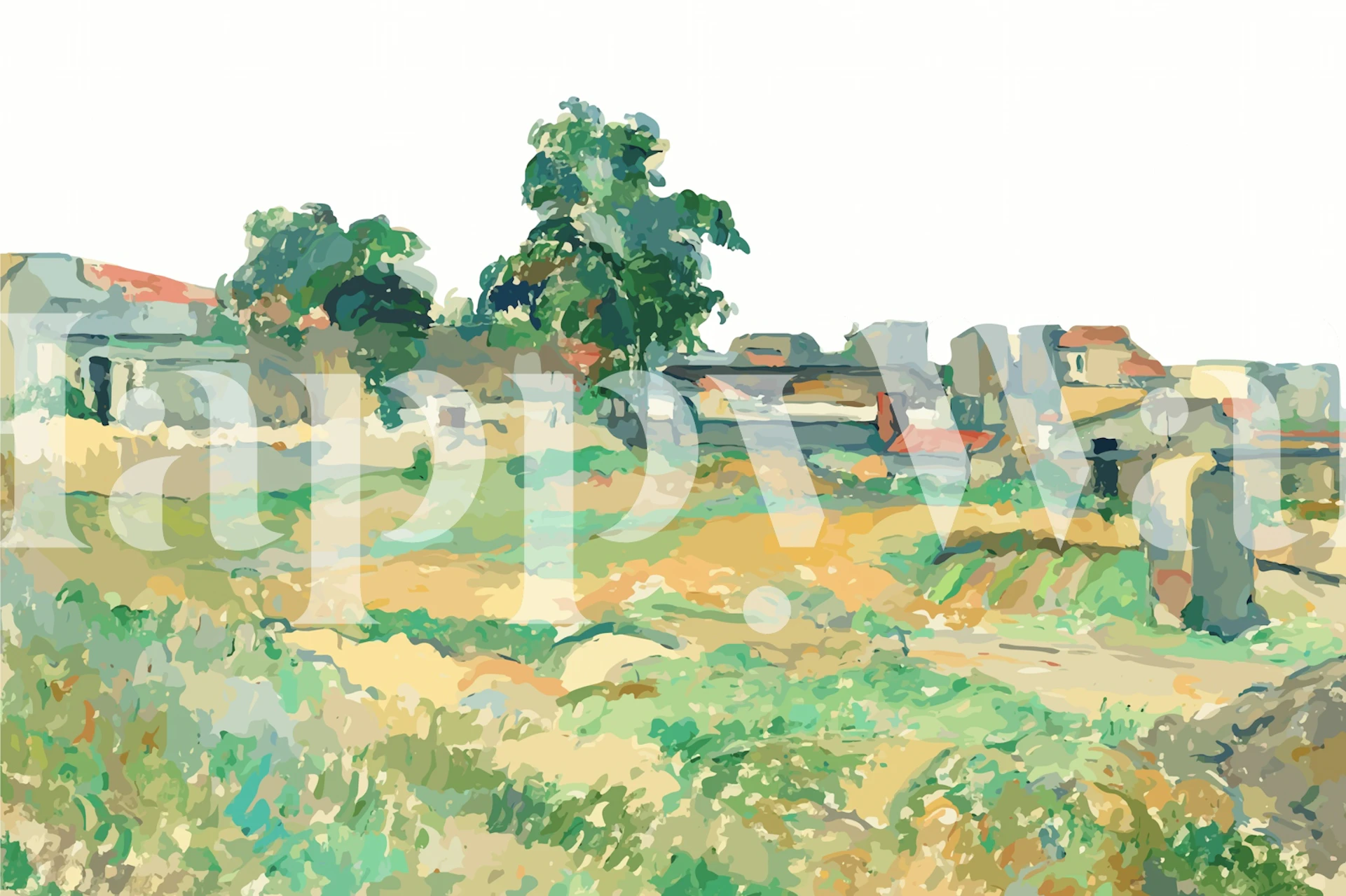 Landscape Near Paris Border Cezanne wallpaper design