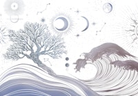 Boho Celestial Line Art Sea behang