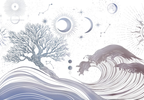 Boho Celestial Line Art Sea