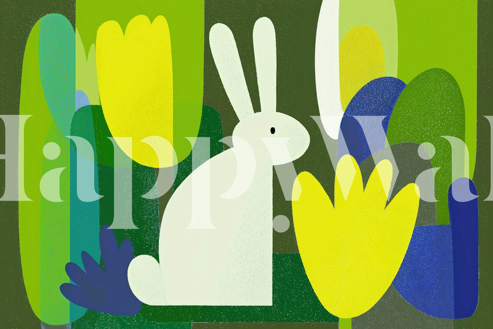 Modern Rabbit Garden wallpaper in a room