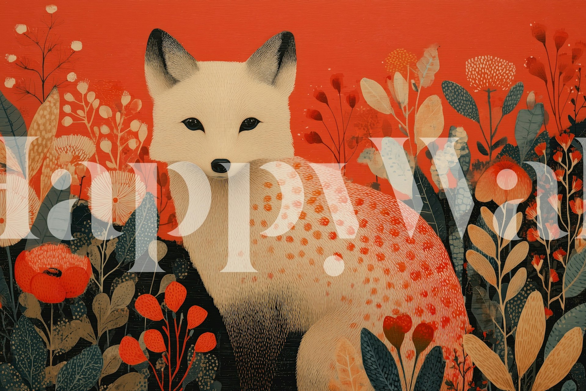 Autumn Fox Illustration wallpaper in a room