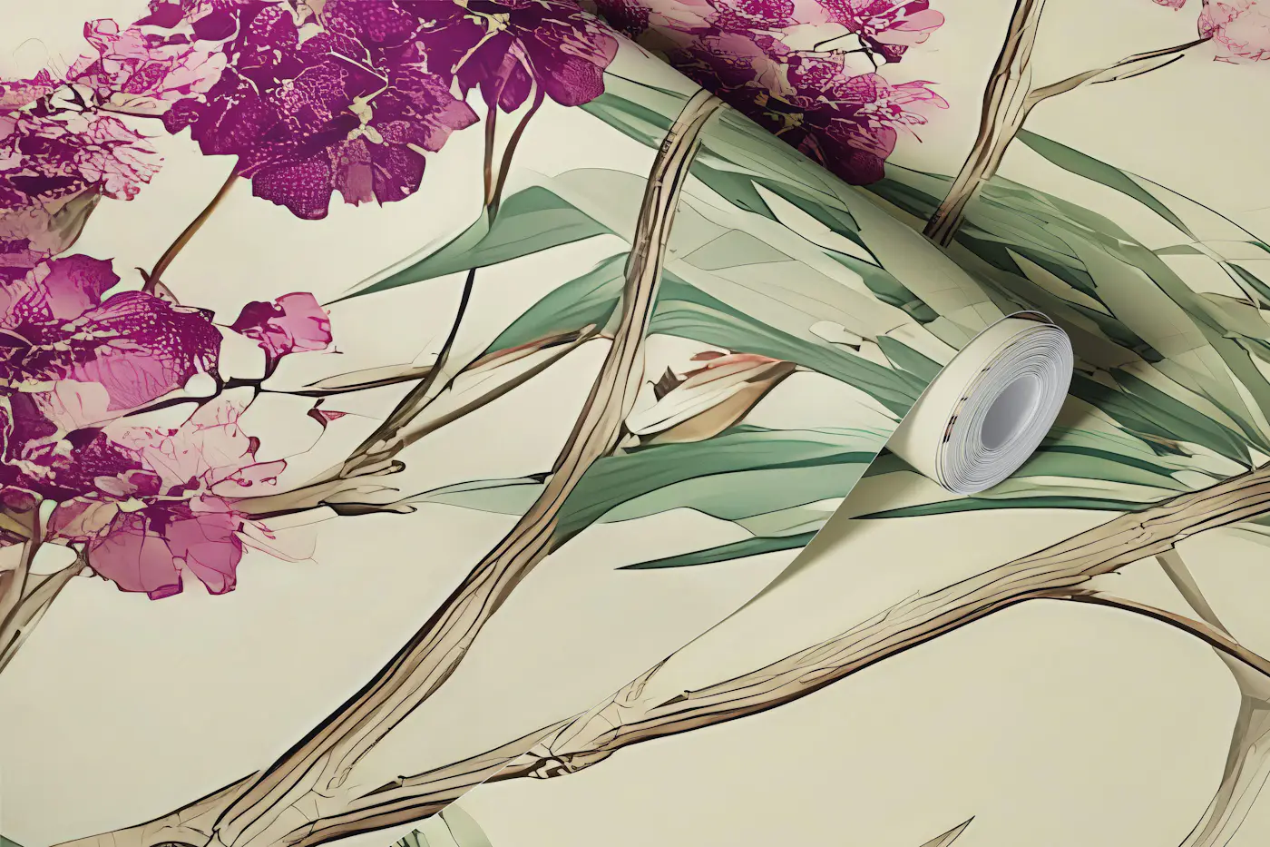 Delicate Purple Blossoms wallpaper roll