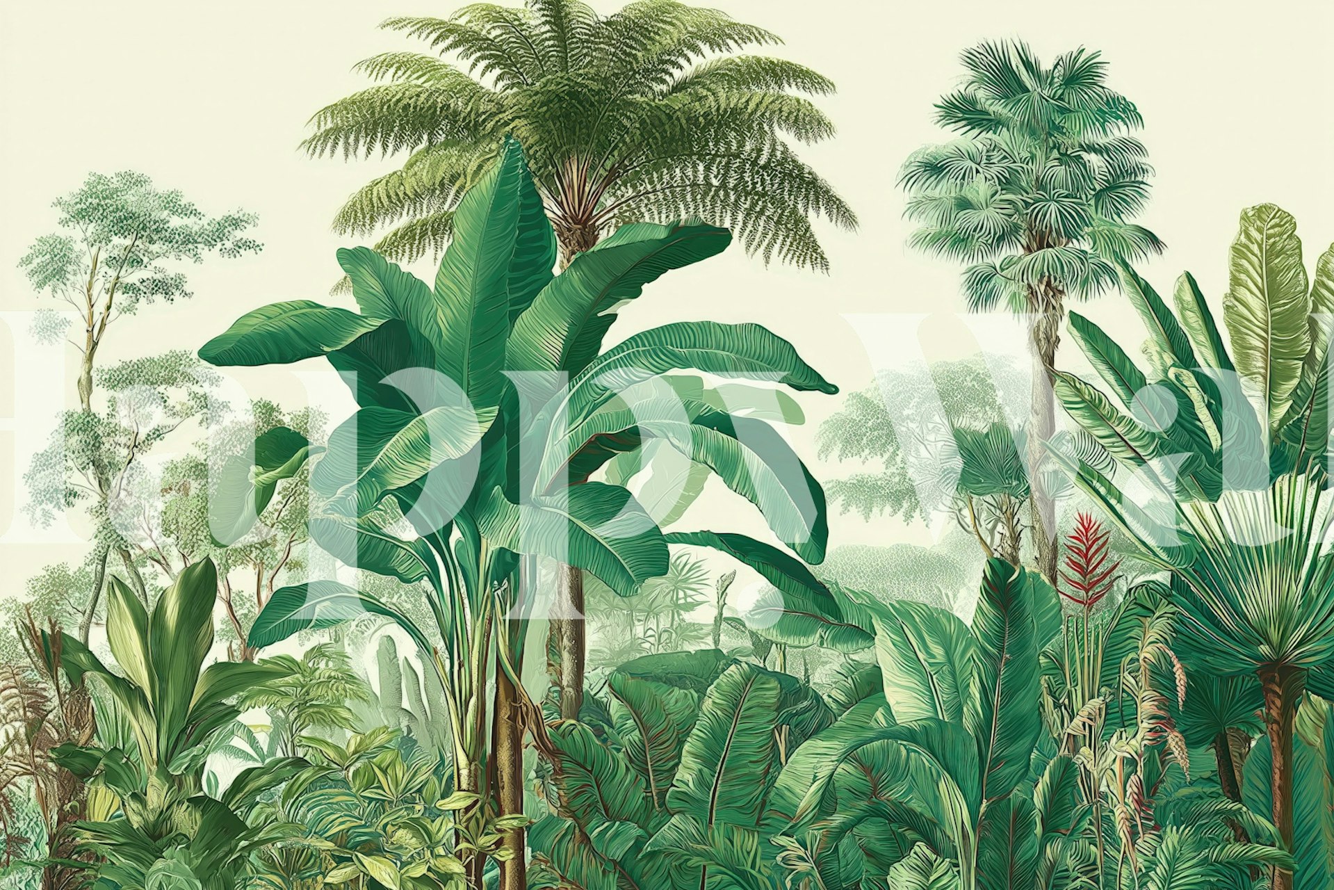 Quiet Tropical Jungle wallpaper in a room