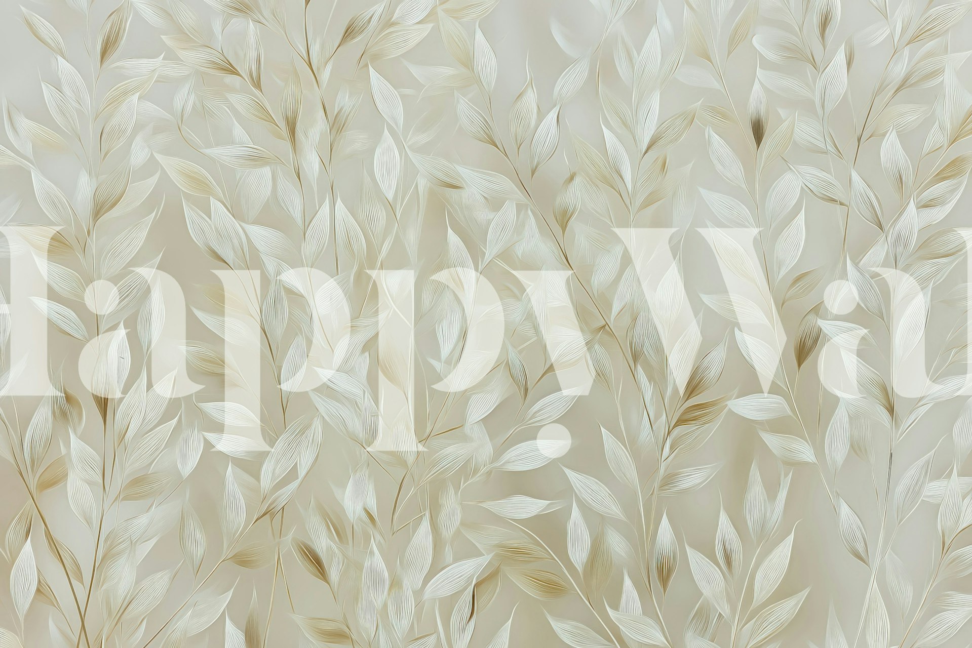 Golden White Leaf Elegance wallpaper design