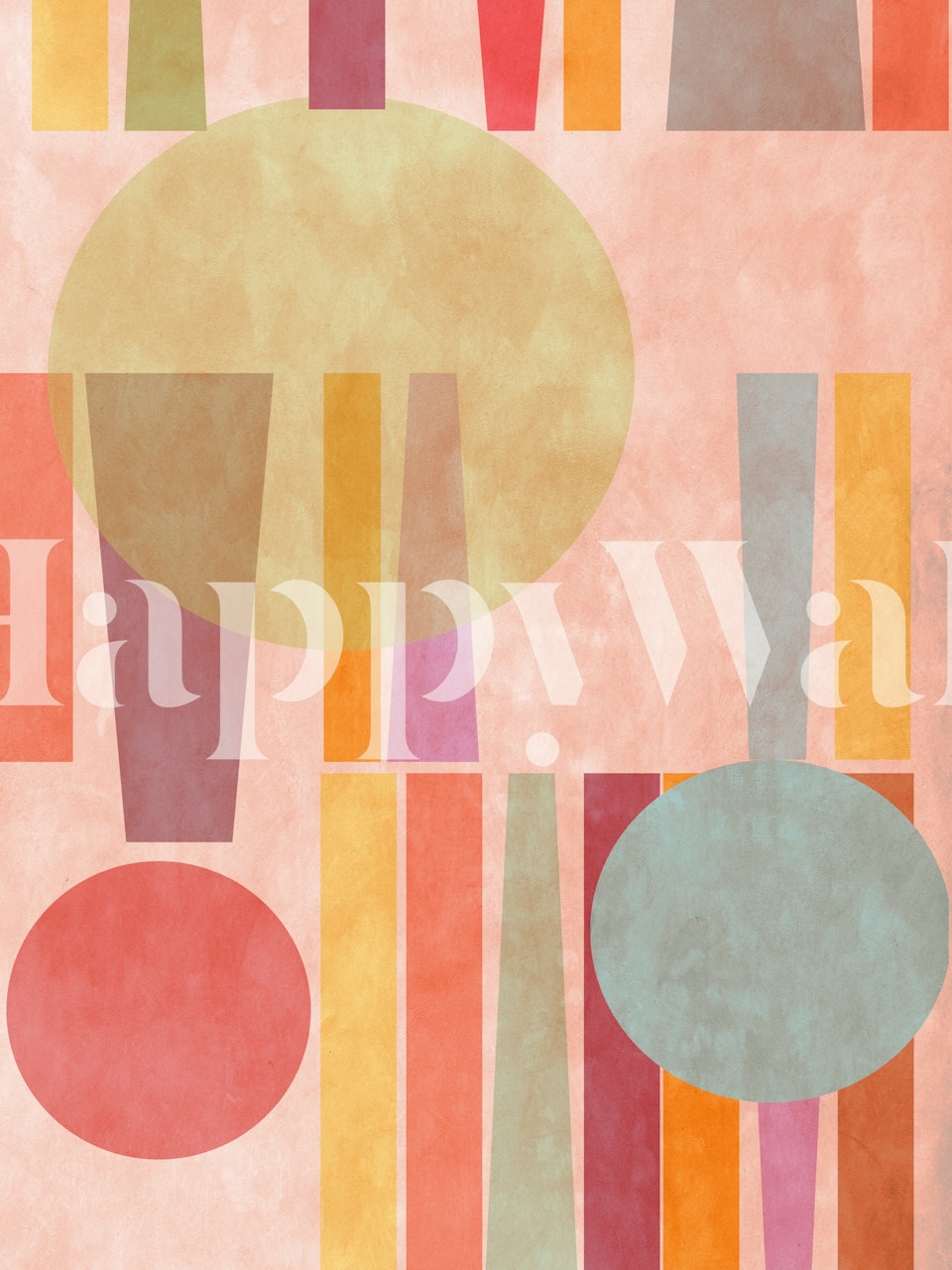 Soft retro geometry wallpaper in blush pink