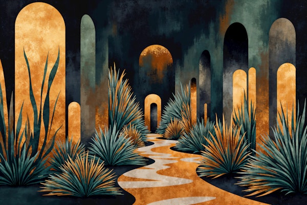 Moody Teal Desert Oasis