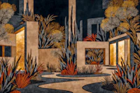 Golden Window Desert House wallpaper