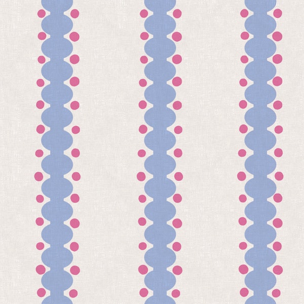 Blue Scallop Stripe Dots