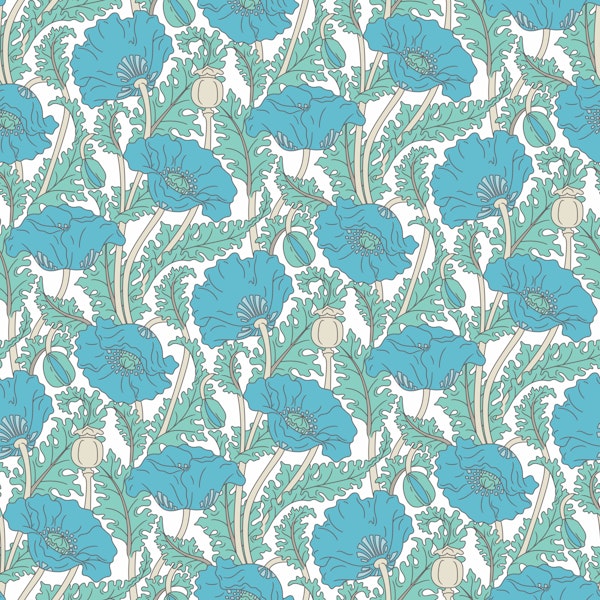 Vintage Turquoise Poppies