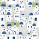 Santorini in blue green grey