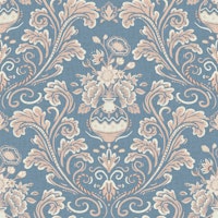 Dusty Blue Floral Damask tapet