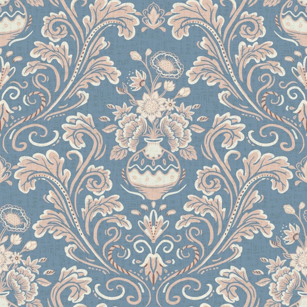 Dusty Blue Floral Damask