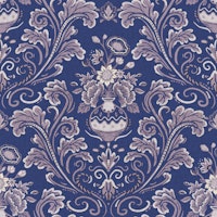 Antique Indigo Garden Damask tapet