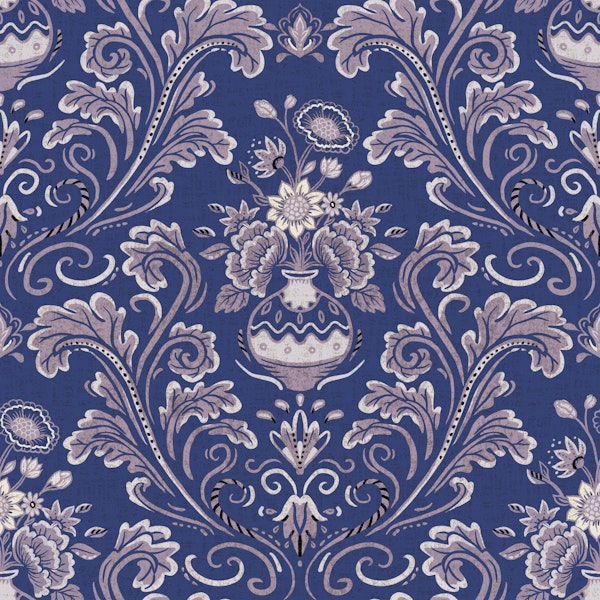 Antique Indigo Garden Damask