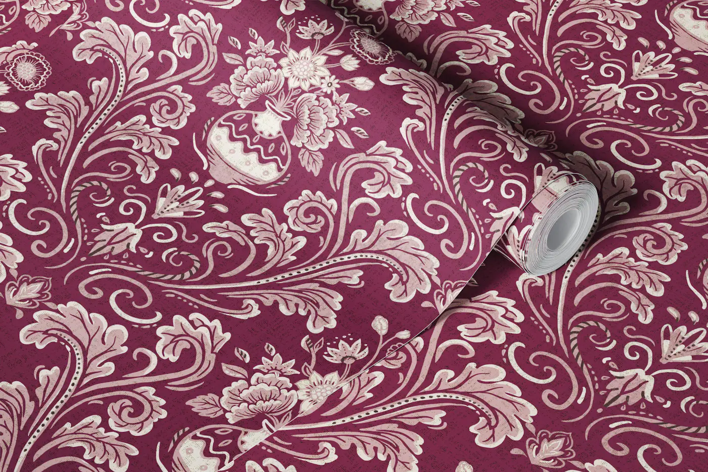 Vintage Plum Baroque Florals wallpaper roll