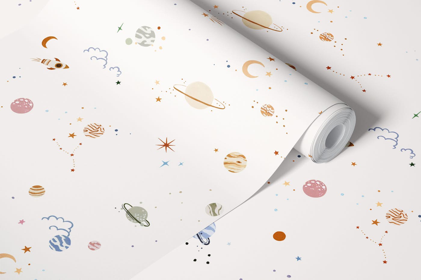 Minimalist space cream wallpaper roll
