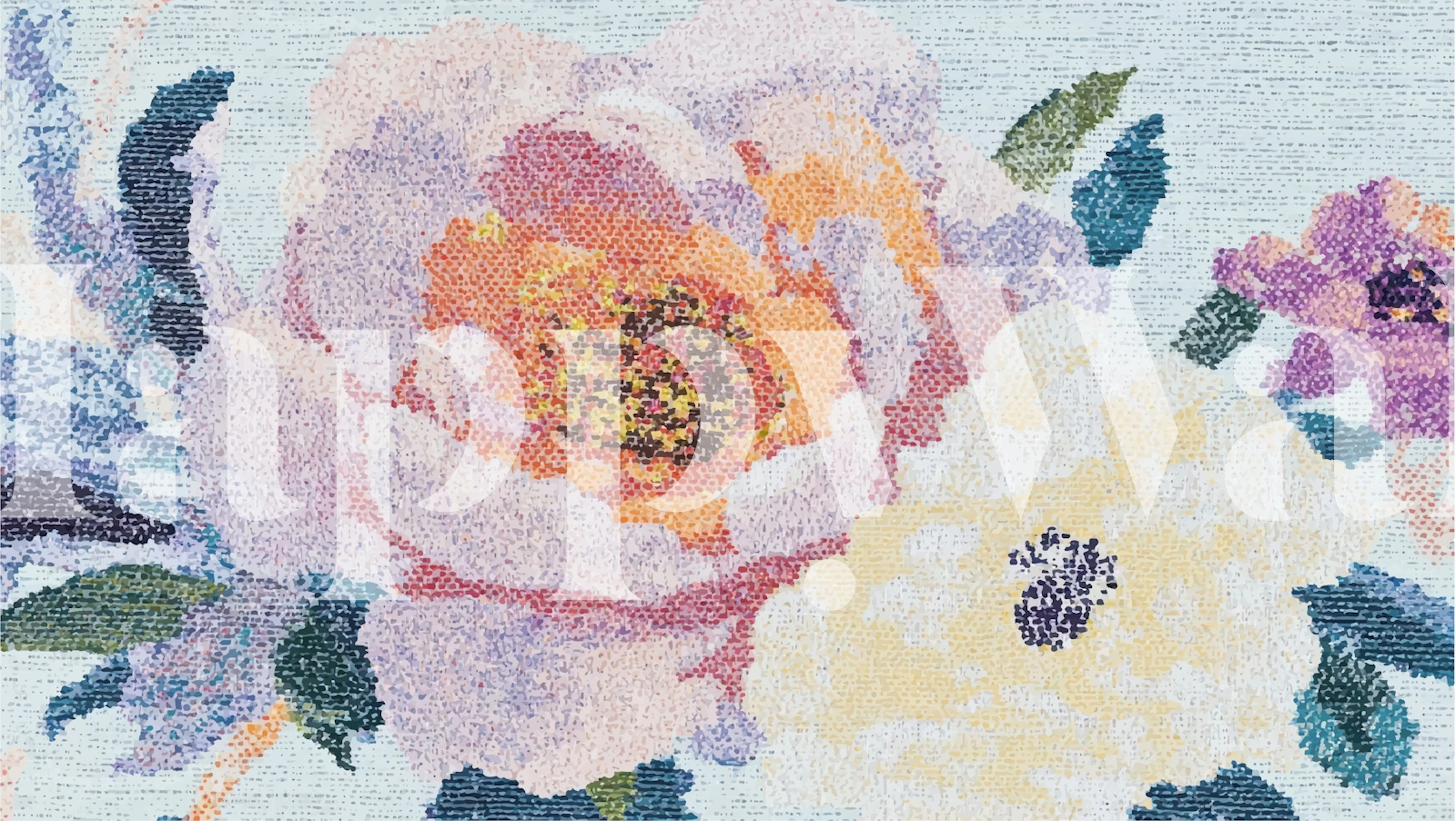 Design de papel de parede Floral Mosaic em um cômodo