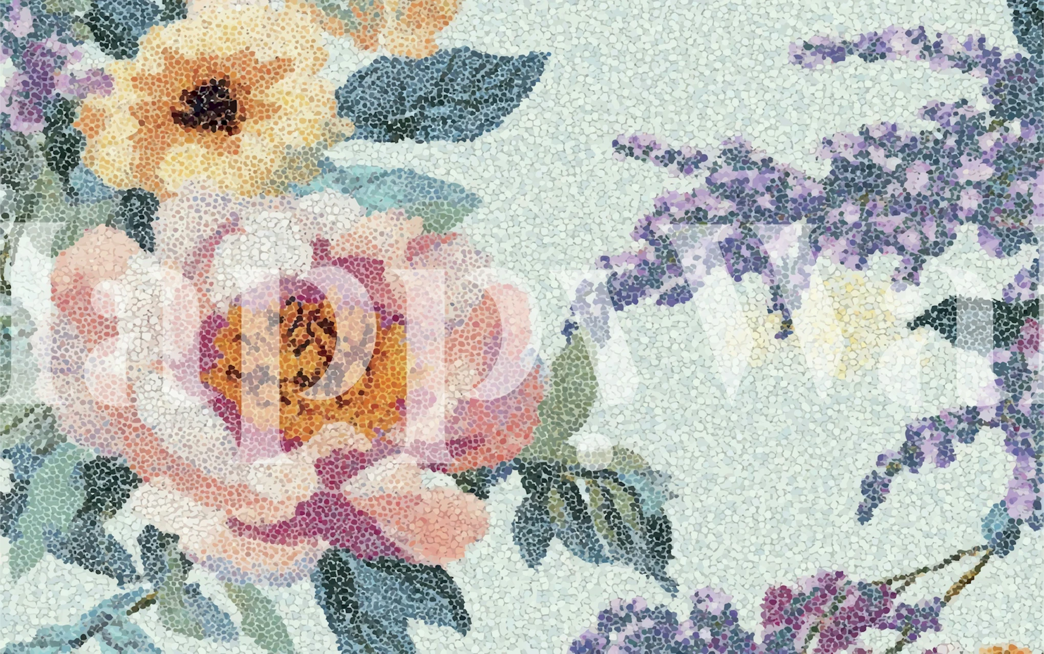 Floral Mosaic with Lilac wallpaper in a room