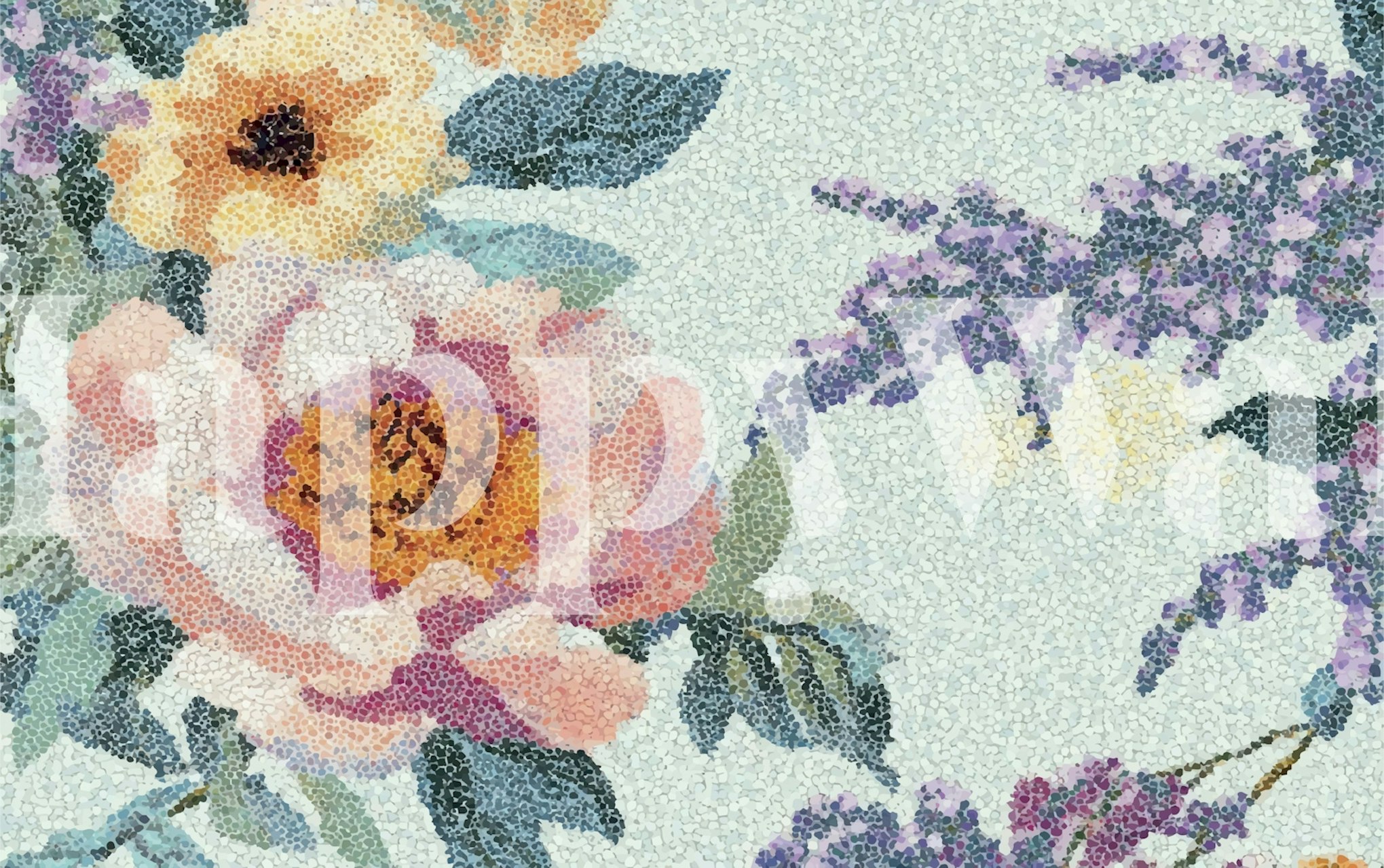 Floral Mosaic with Lilac wallpaper in a room