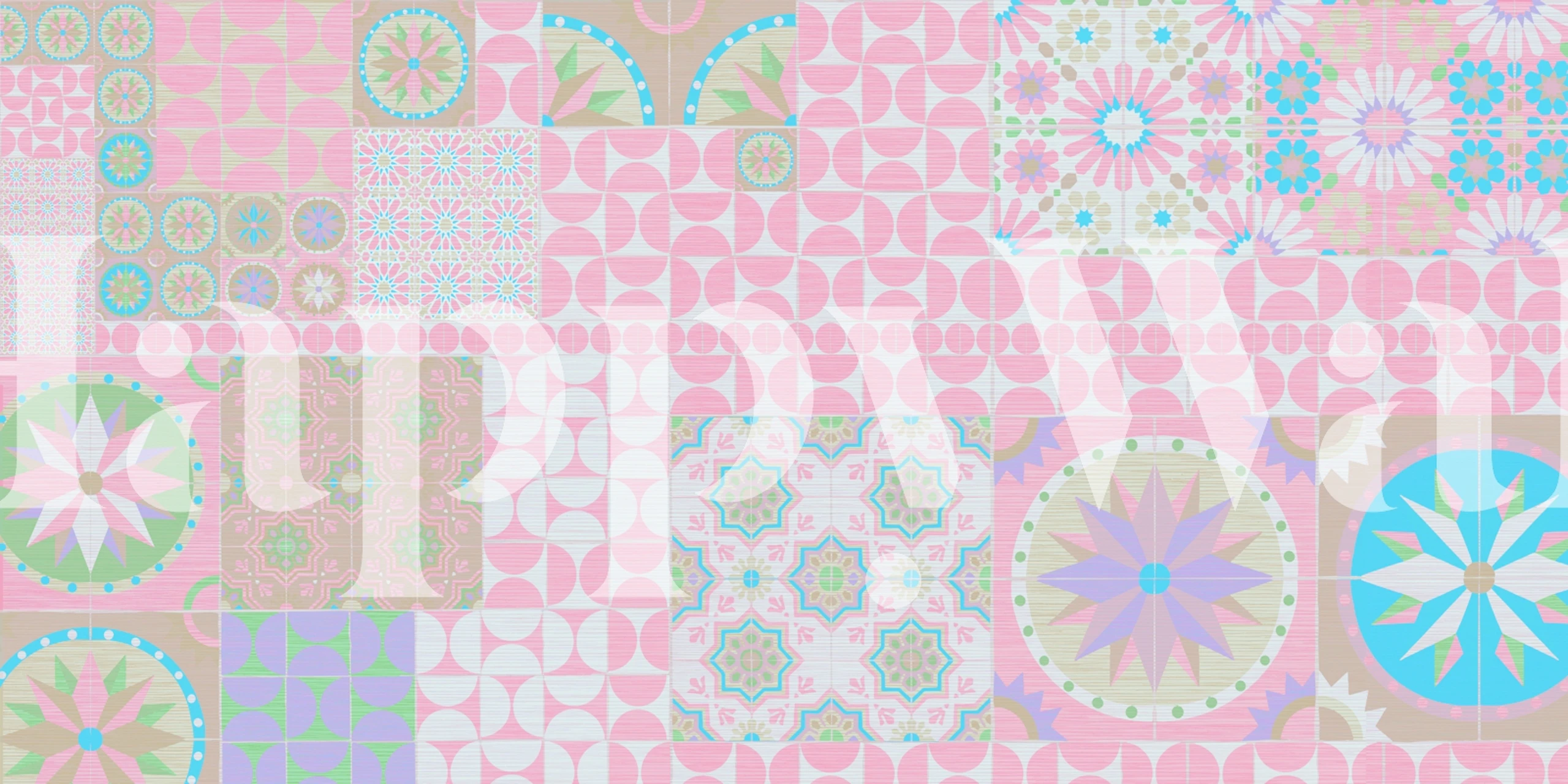 Tile Mosaic In Candy Pink tapéta egy szobában