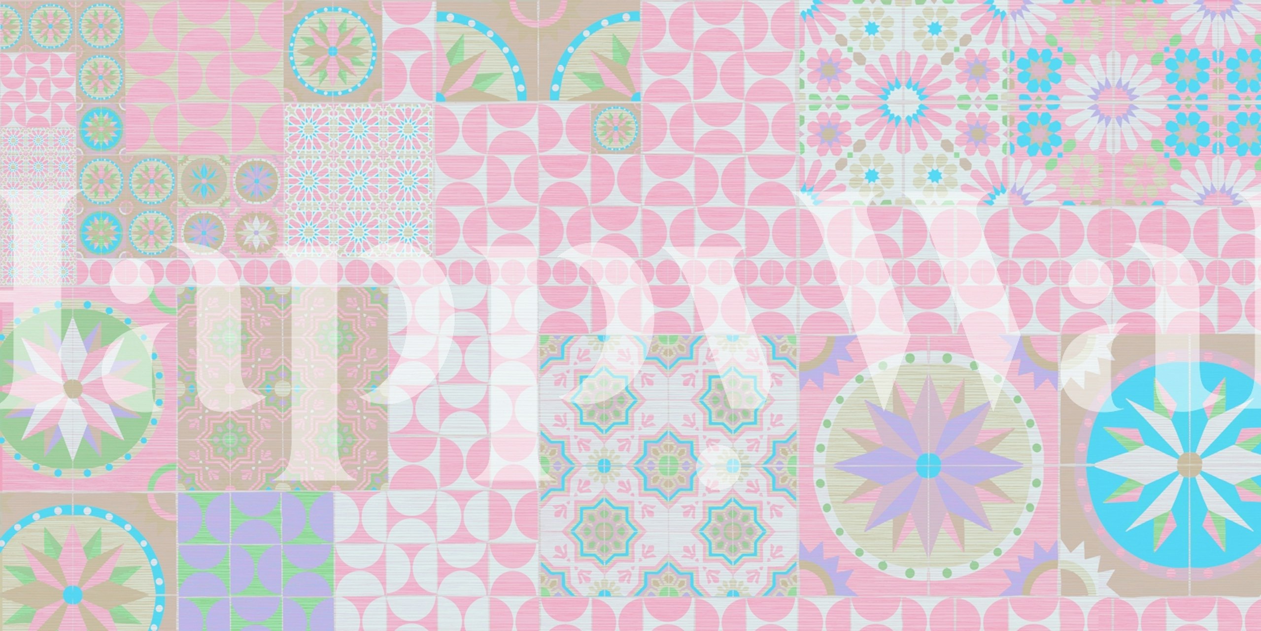 Tile Mosaic In Candy Pink wallpaper in a room