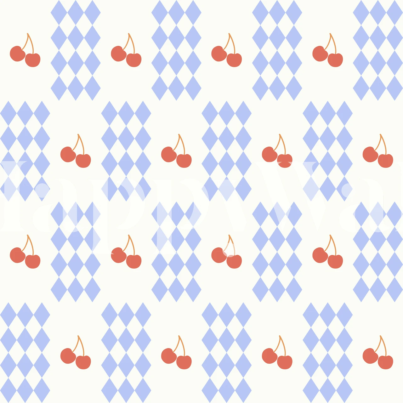 Checkered Diamonds and Cherries tapete istabā