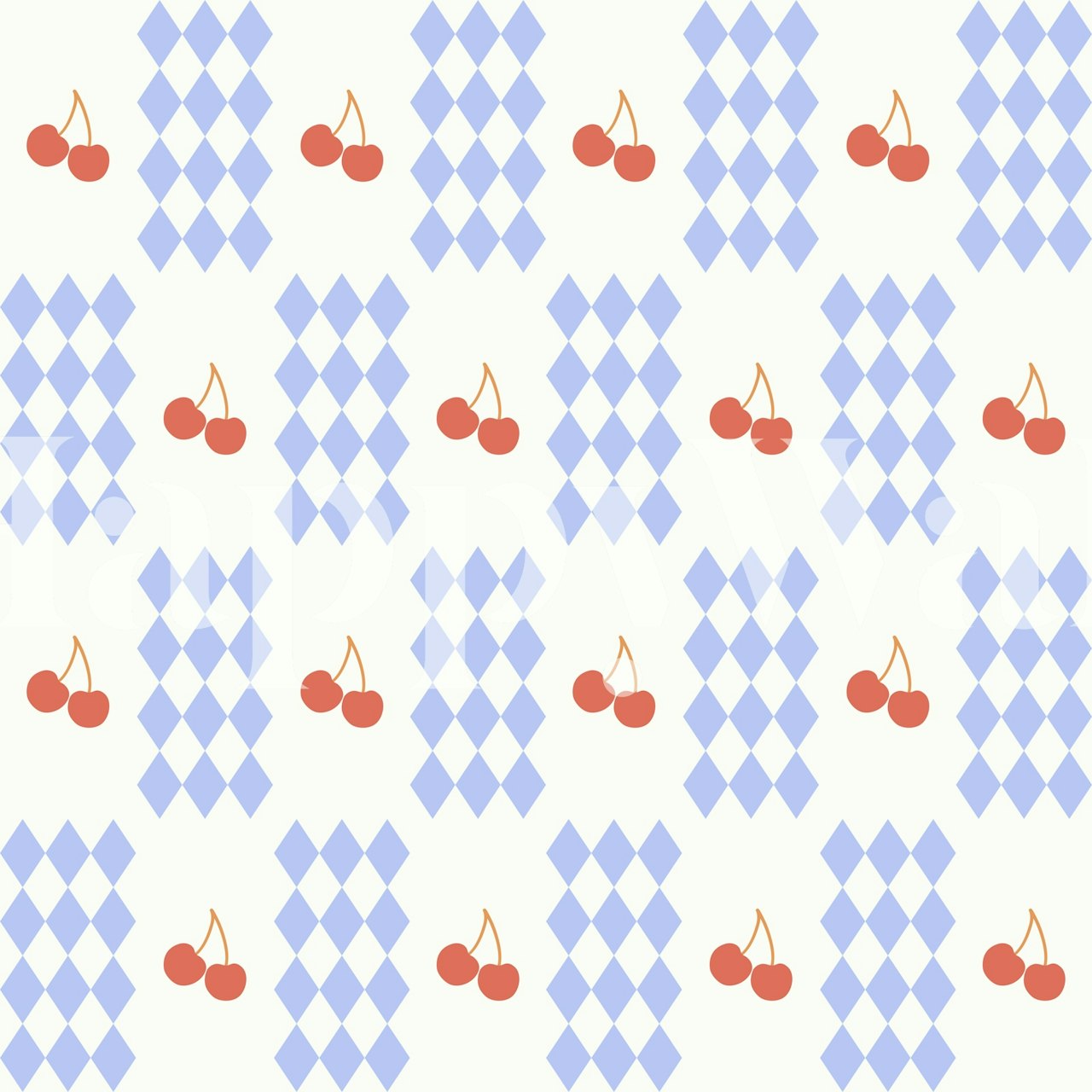Tapet Checkered Diamonds and Cherries într-o cameră