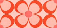 Groovy Geometric Floral Coral Red Orange Pink wallpaper