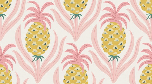 Tropical Pink Pineapples for Retro Bathrooms