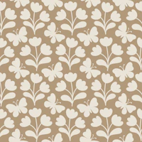 Flowers and butterflies block print brown bg wallpaper