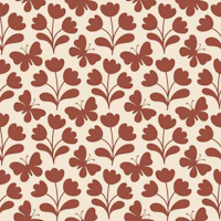 Flowers & butterflies block print terracotta wallpaper