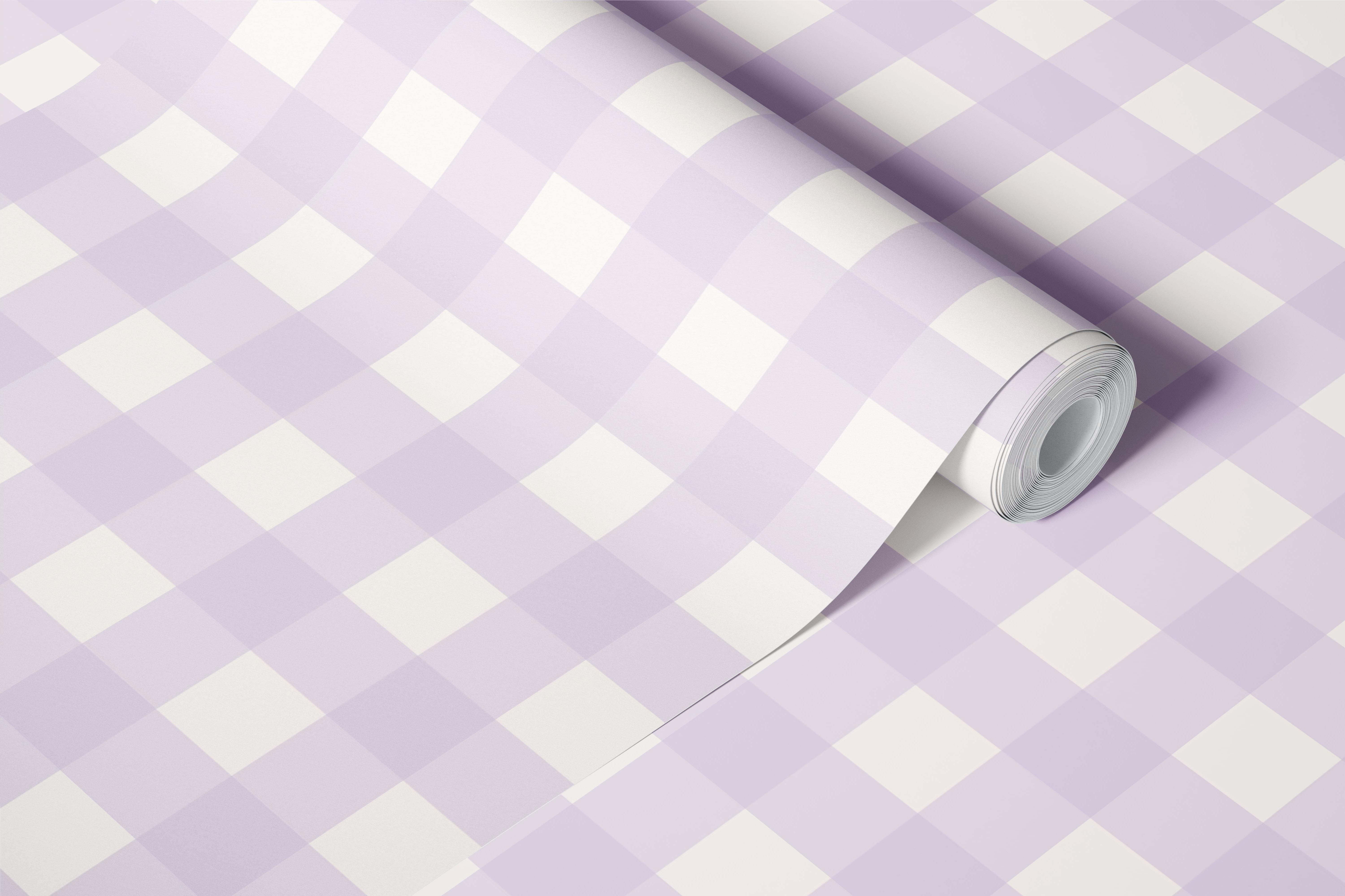 Tapet Lavender and Ivory Vichy Gingham Checks într-o cameră