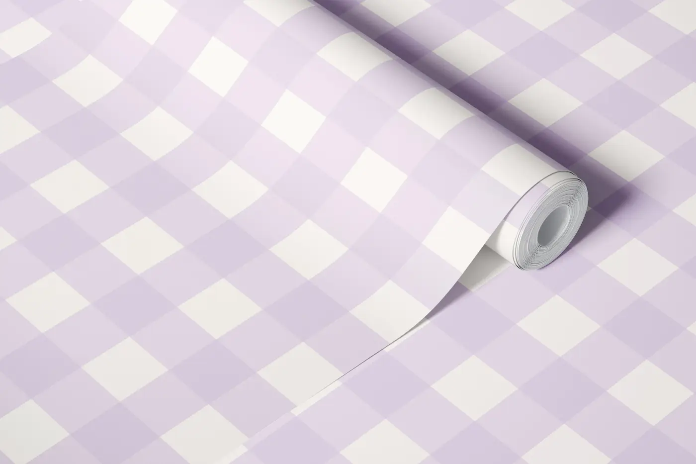 Lavender and Ivory Vichy Gingham Checks wallpaper roll