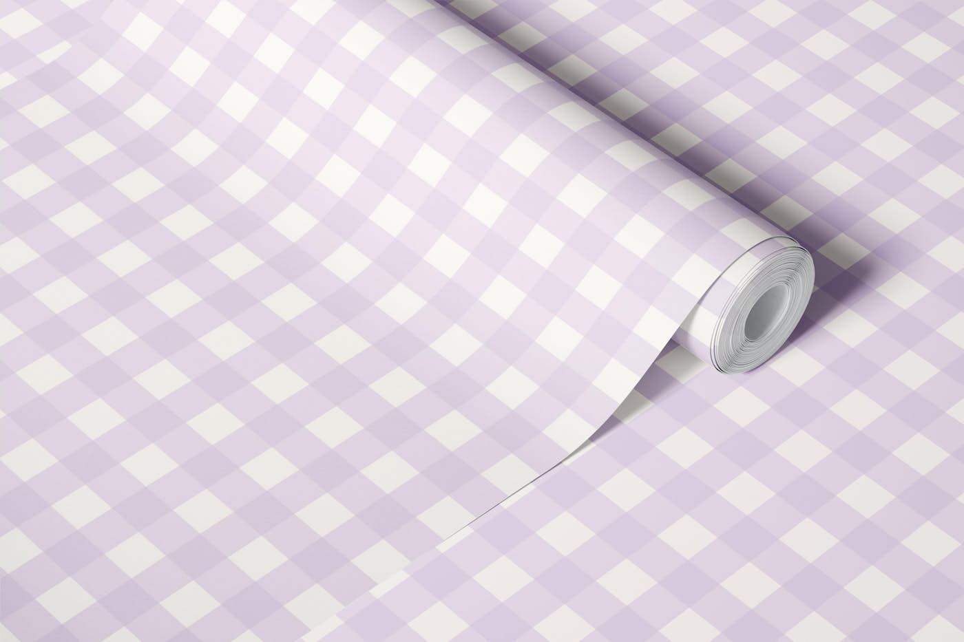 Mini Lavender and Ivory Vichy Gingham Checks wallpaper roll