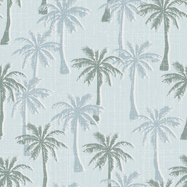 Block Print Palm Trees - blue and Green