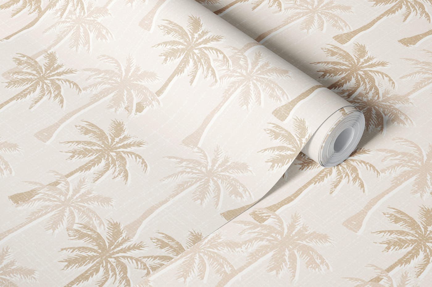 tropical Palm Trees - Beige Neutral wallpaper roll