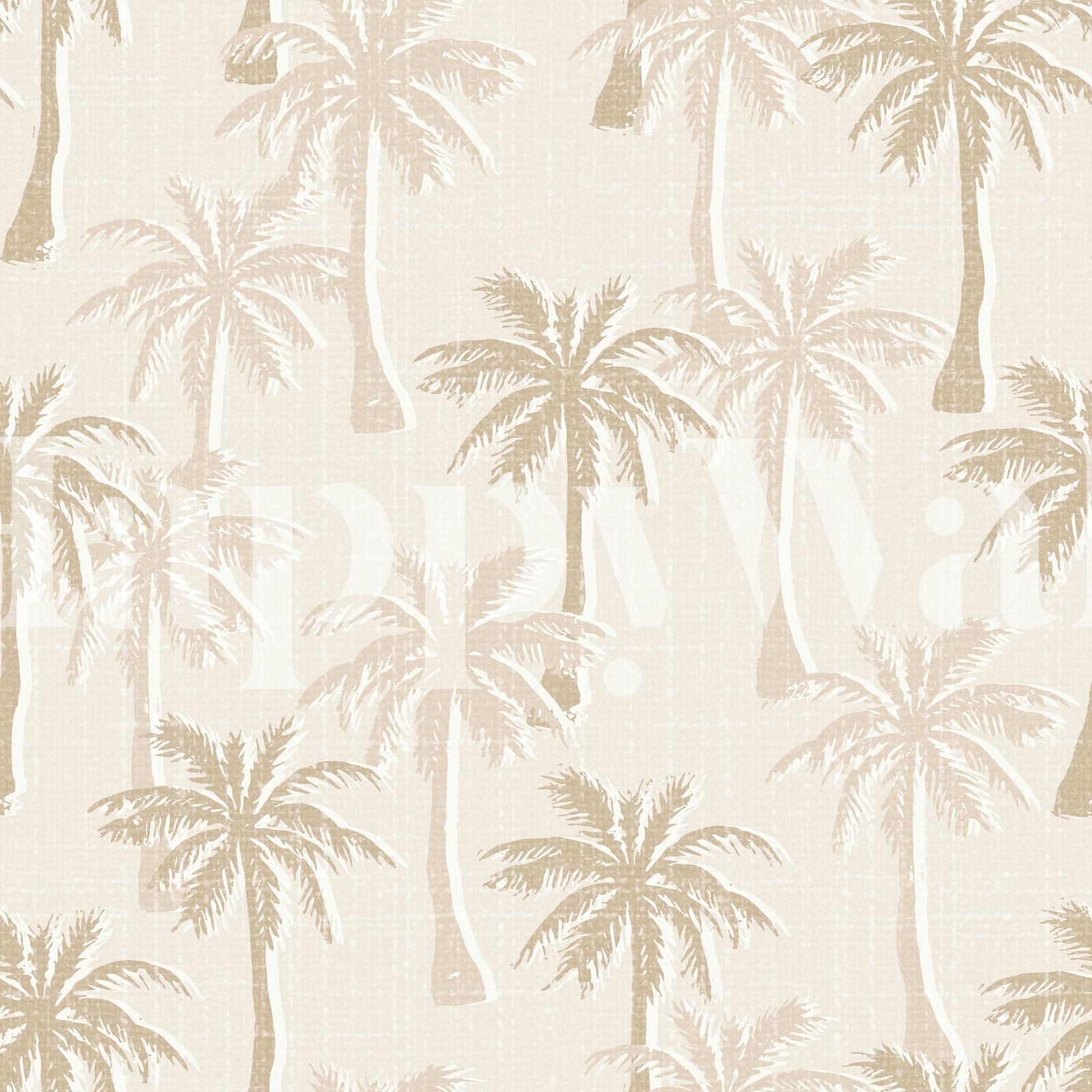 Tropical Palm Trees - Beige Neutral Wallpaper