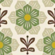 Mid Century Nordic Blooms in Green Brown - L