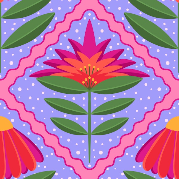 Retro Floral Folk Bloom