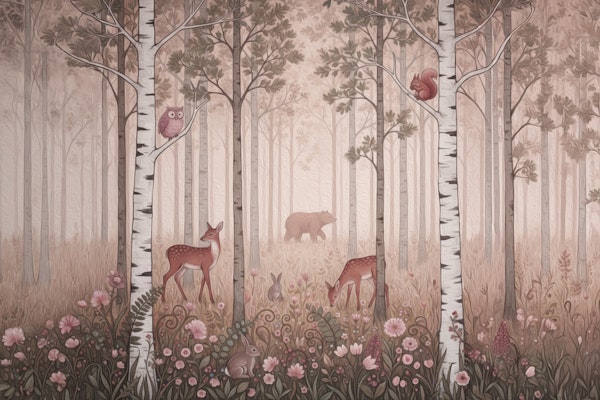 Forest Animals and Wildflowers – Dawn